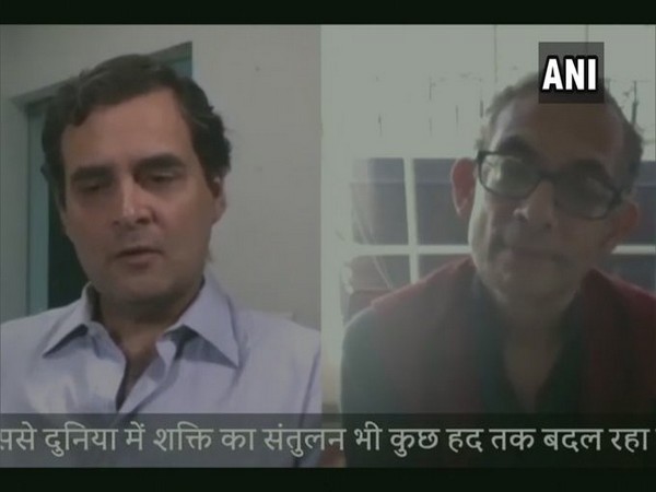 Congress leader Rahul Gandhi had a video interaction with Nobel Laureate Abhijit Banerjee on Tuesday. Photo/ANI
