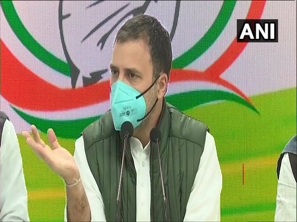    Congress leader Rahul Gandhi speaking at a press conference on Tuesday. (Photo/ANI)