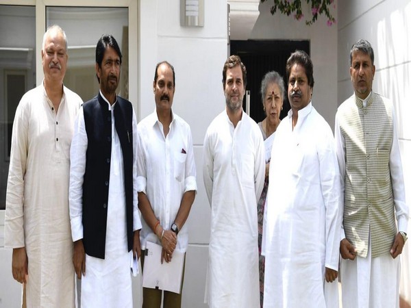 Jammu and Kashmir Congress leaders at Rahul Gandhi's residence on Monday. Photo/ANI
