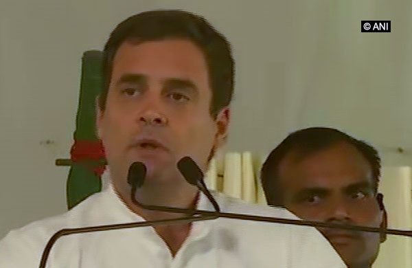 Congress President Rahul Gandhi addressing a public gathering in Chandigarh on Friday.
