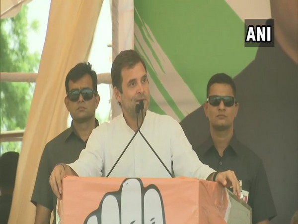 Congress president Rahul Gandhi addressing a public rally in Neemuch on Tuesday.