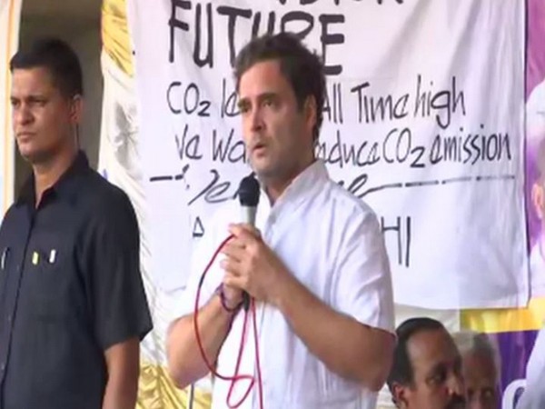 Congress leader addressing the youth who are on an indefinite hunger strike in protest against the NH 766 night traffic ban in Wayanad on Friday. (Photo/ANI)