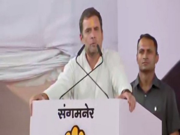 Congress president Rahul Gandhi while addressing an election rally in Ahmednagar on Friday. Photo/ANI