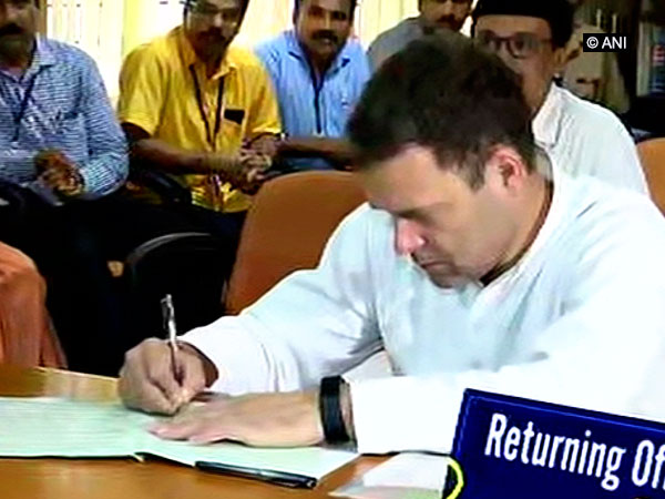 Rahul Gandhi filing his nomination for the Wayanad Lok Sabha seat on Thursday. (ANI photo)