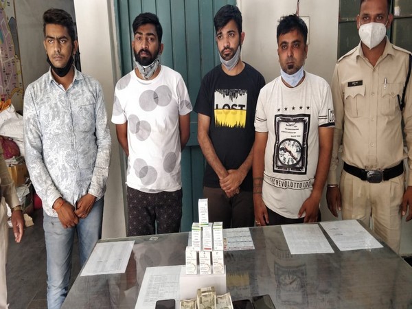 Raipur Police arrested 4 for black marketting of Remdesivir injections. (Photo/ANI)