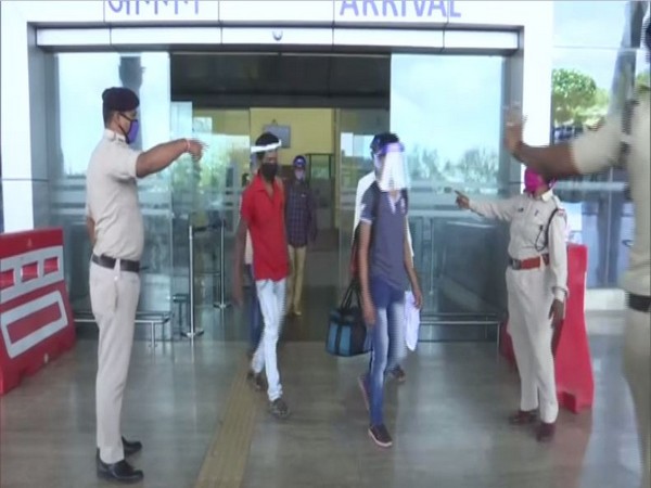 A migrant worker being screened at Chhattisgarh airport on Thursday. (Photo/ANI)