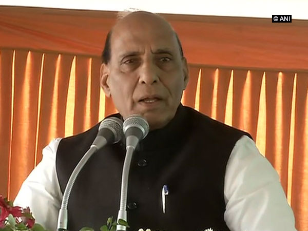 Union Home Minister Rajnath Singh while addressing an event in Delhi on Wednesday. Photo/ANI