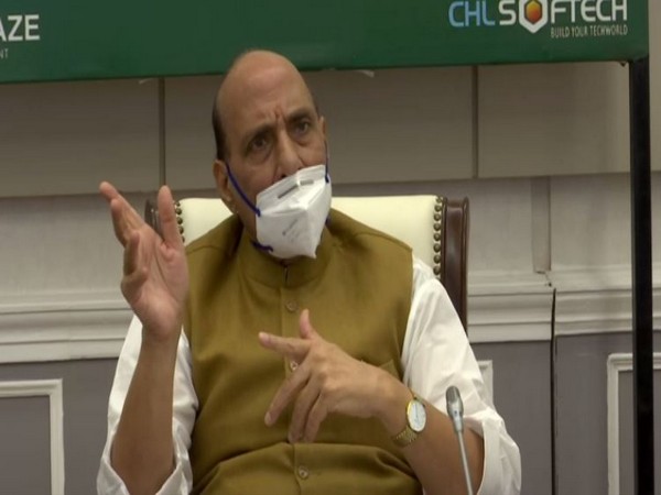 Defence Minister Rajnath Singh speaking at the event 