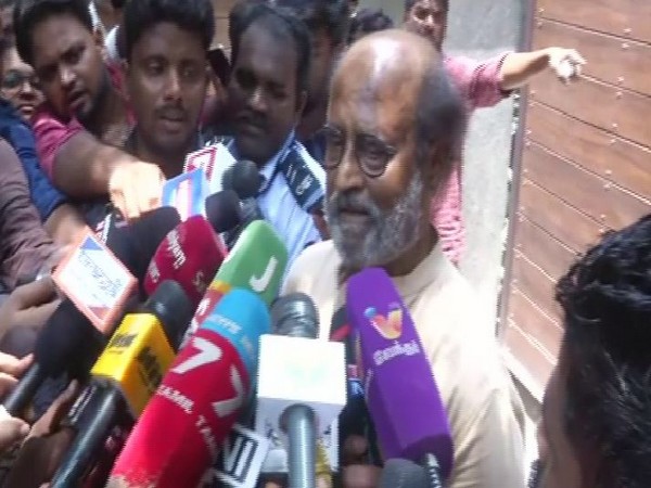Actor Rajinikanth talking to media in Chennai on Tuesday. Photo/ANI
