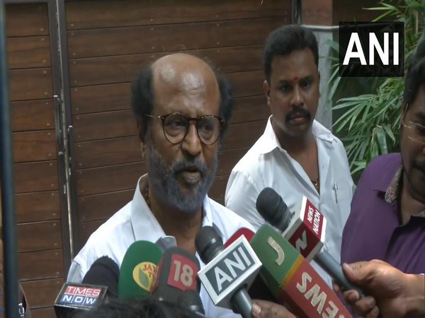 Veteran actor Rajinikanth speaking to reporters in Chennai on Friday.