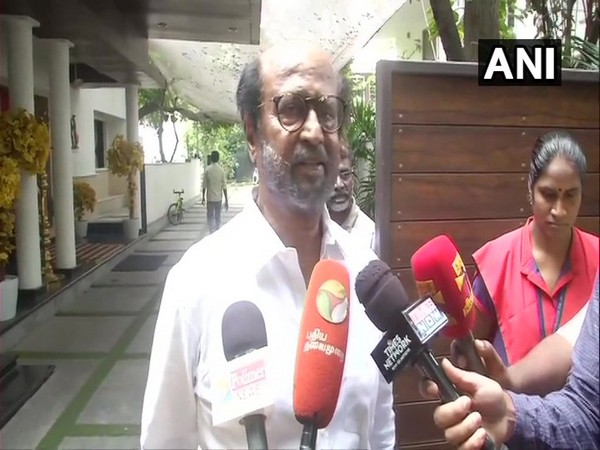 Veteran actor Rajinikanth speaking to reporters in Chennai on Friday.