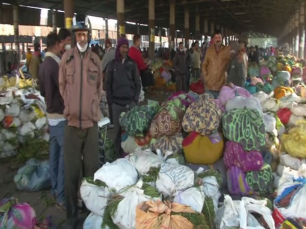 Farmers face problems as they are unable to sell their products due to the night curfew in Rajkot (Photo ANI)