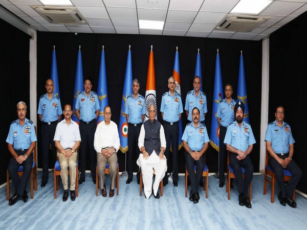 Defence Minister Rajnath Singh during the inaugural session of Air Force Commander's Conference on Wednesday.