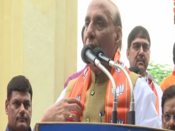 Defence Minister Rajnath Singh speaking at an event in Lucknow on Wednesday. Photo/ANI