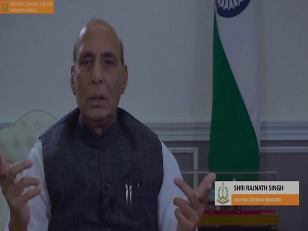 Defence Minister Rajnath Singh virtually addresses the National Defence College event on Thursday. (Photo/ANI)