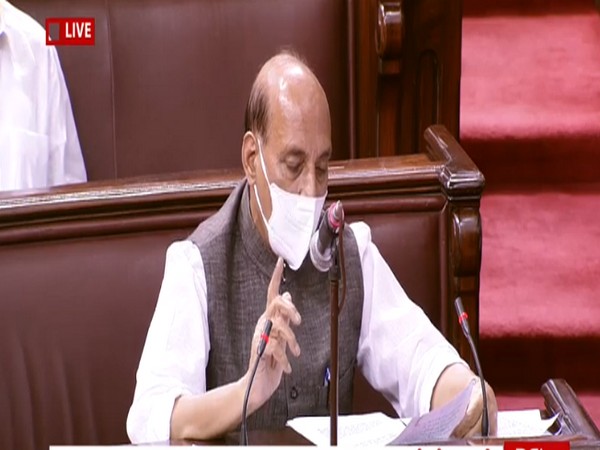 Defence Minister Rajnath Singh speaking in Rajya Sabha on Thursday.