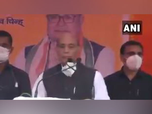 Union Defence Minister Rajnath Singh speaks at the election rally in Bihar on Wednesday. (Photo/ANI)