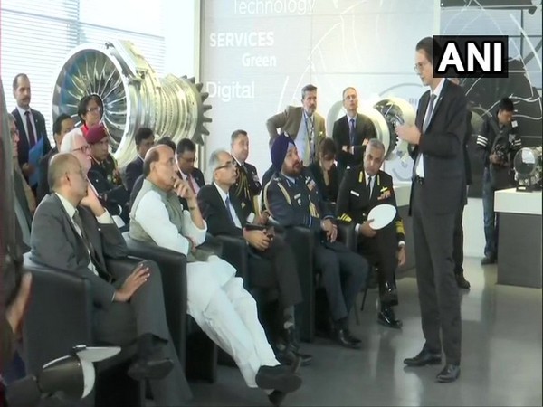 Union Defence Minister Rajnath Singh at Safran group facility on Wednesday