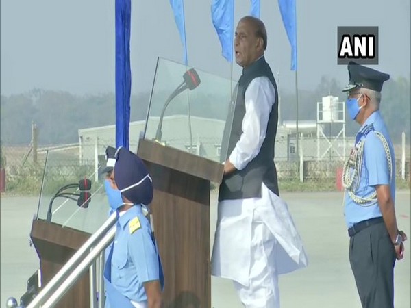 Defence Minister Rajnath Singh attends the Combined Graduation Parade at Airforce Academy in Dundigal, Hyderabad. (Photo/ANI)