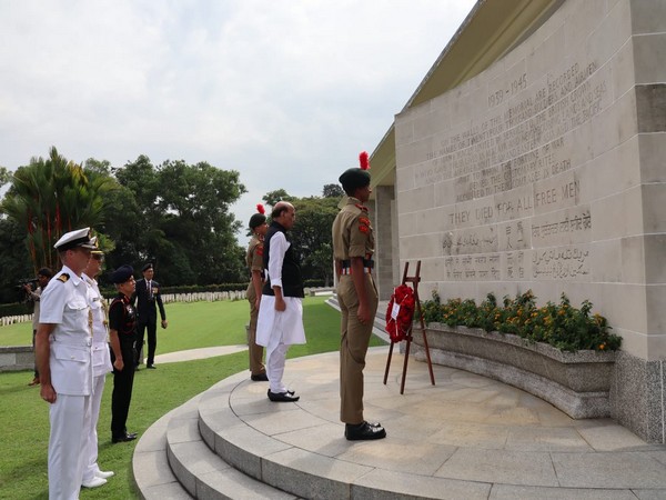 Defence Minister Rajnath Singh at Kranji War Memorial in Singapore on Wednesday. (Photo Credits: Rajnath Singh Twitter)