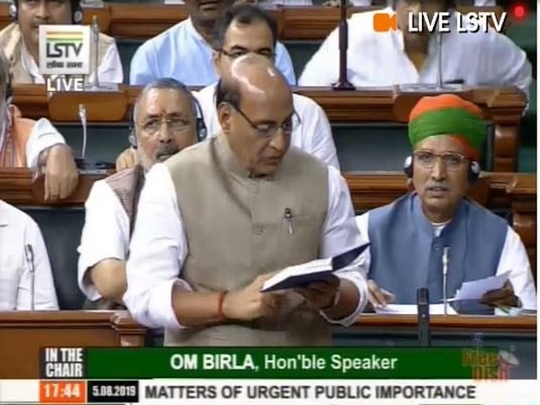 Defence Minister Rajnath Singh in Lok Sabha on Monday (Picture courtesy: LSTV)