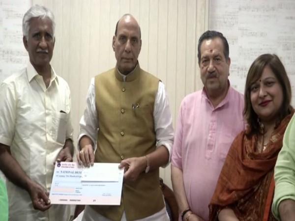 CBR Prasad met Defence Minister Rajnath Singh in New Delhi on Monday. Photo/ANI