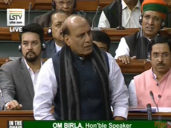 Defence Minister Rajnath Singh speaking in Lok Sabha on Friday. (Photo Credits: LSTV)