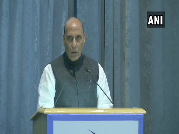 Union Defence Minister Rajnath Singh speaking at an event in New Delhi on Friday. Photo/ANI