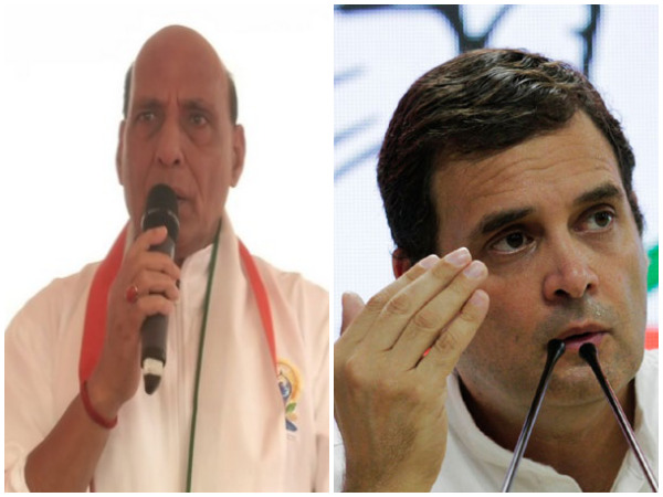 Defence Minister Rajnath Singh and Congress president Rahul Gandhi (File photos)