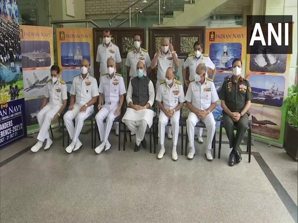 Defence Minister Rajnath Singh arrived at Sena Bhawan to attend the second edition of the Indian Navy's Commanders Conference on Monday.