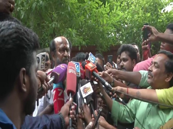 Actor-turned-politician Rajinikanth talking to mediapersons at Poes Garden in Chennai on Saturday. Photo/ANI