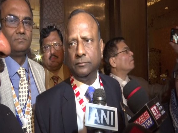SBI Chairman Rajnish Kumar talking to reporters in New Delhi. Photo/ANI
