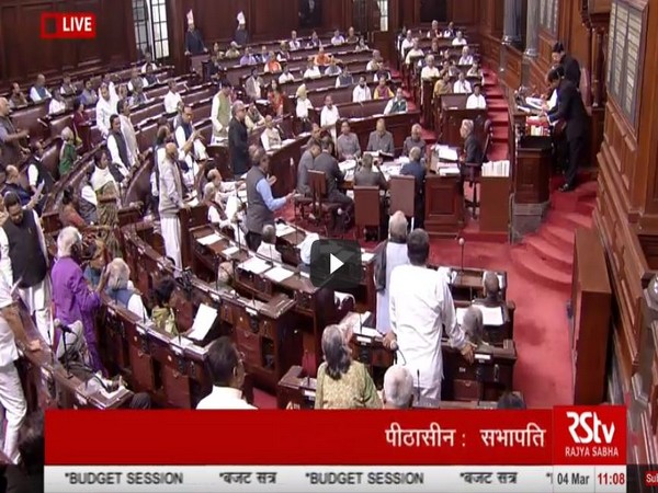 Opposition creating ruckus in Rajya Sabha on Wednesday. Photo/ANI