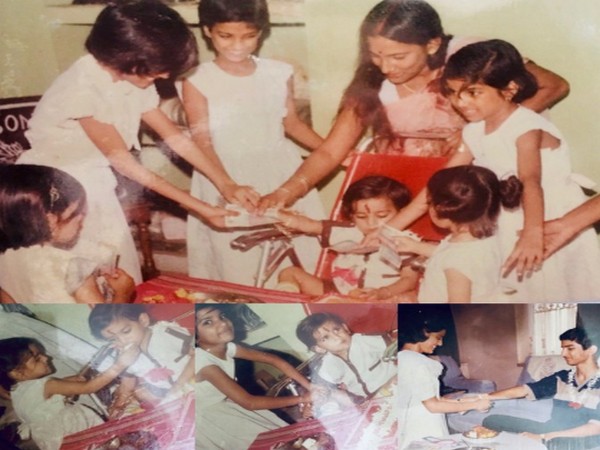 Childhood pictures of Sushant Singh Rajput celebrating Raksha Bandhan with his siblings (Image Source: Twitter)