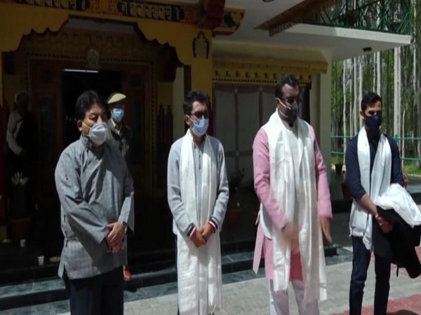 BJP leader Ram Madhav, Ladakh MP Jamyang Tsering Namgyal at the official residence of his Holiness The Dalai Lama on Monday. Photo/ANI