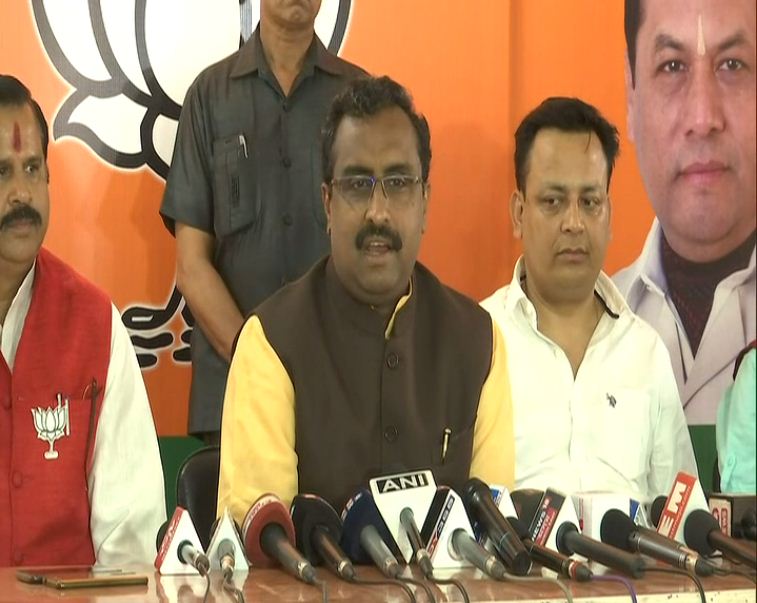 BJP general secretary Ram Madhav speaking at a press conference in Guwahati on Friday. (Photo/ANI)
