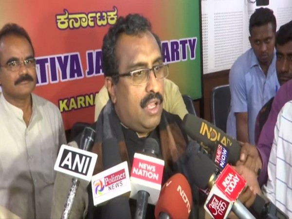 BJP national general secretary Ram Madhav talking to reporters in Bengaluru, Karnataka on Monday. Photo/ANI