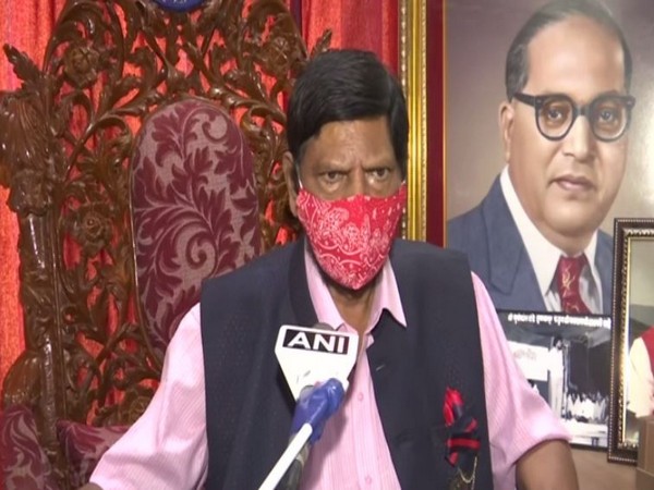 Union Minister Ramdas Athawale speaking to ANI on Monday. Photo/ANI