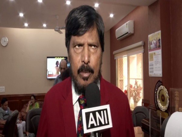 RPI chief Ramdas Athawale talking to ANI on Saturday. Photo/ANI