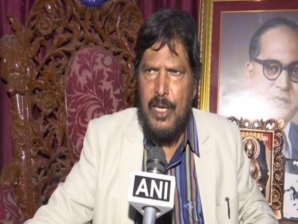 Union Minister Ramdas Athawale speaking to ANI in Mumbai on Monday. Photo/ANI