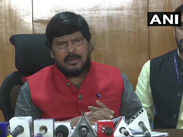 Ramdas Athawale speaking to reporters on Friday.