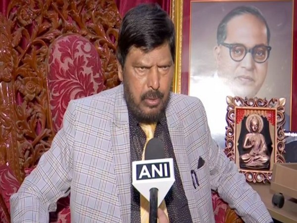 Minister of State for Social Justice and Empowerment Ramdas Athawale speaking to ANI in Mumbai on Saturday. Photo/ANI