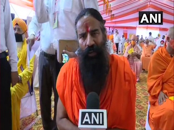 Yoga guru Ramdev speaking to ANI in Ayodhya on Wednesday. Photo/ANI