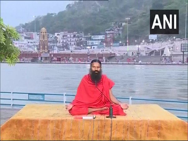 Baba Ramdev conducted 'Yoga Protocol Rehearsal' in Haridwar, Uttarakhand here on Friday. (Photo/ANI)