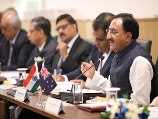 HRD minister Ramesh Pokhriyal co-chairs the 5th Australia-India Education Council meeting in New Delhi on Friday