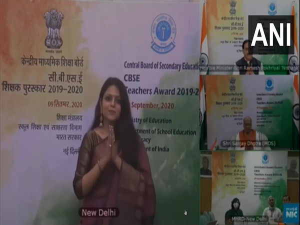 Education Minister confers 'CBSE Teachers Award' to 38 Teachers and Principals of CBSE affiliated schools in New Delhi on Wednesday. Photo/ANI