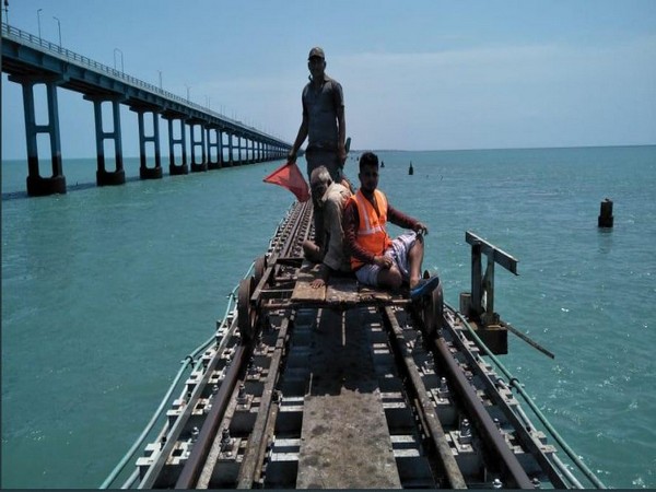 Man rescued at Pamban bridge after he fell off from a train (Photo/ANI)