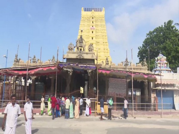 Devotees visit Rameswaram on Tuesday after the government eased e-pass procedure. (Photo/ANI)