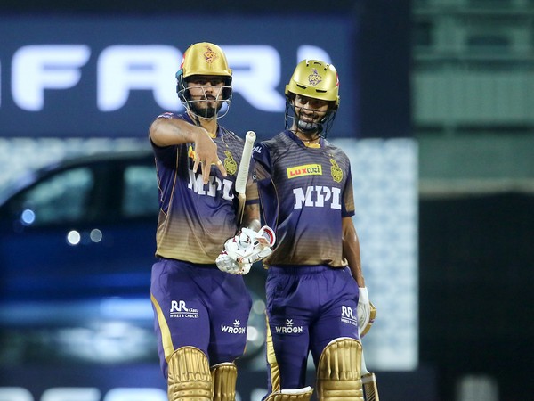 KKR batsman Nitish Rana celebrating after scoring fifty against SRH (Photo/ IPL Twitter)