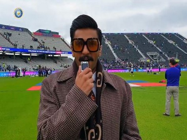 Ranveer Singh making commentary from Old Trafford on Sunday.